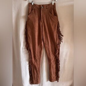Ralph Lauren Country Suede Fringe Pants in Rich Brown